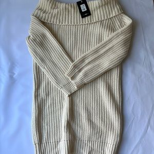 Chunky knit sweater dress off shoulder